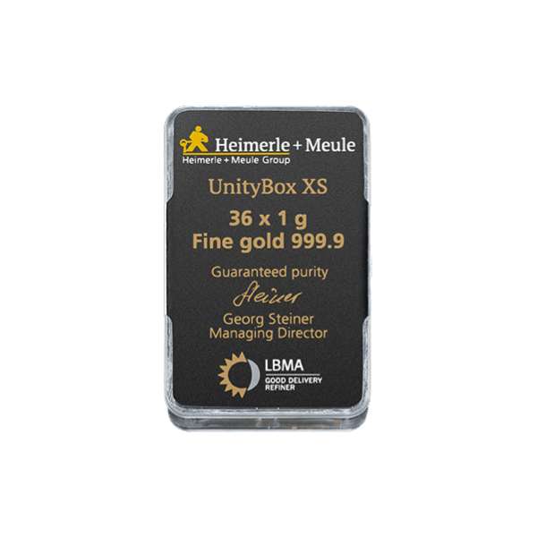 36 X 1 Gramm Goldbarren UnityBox XS Heimerle Meule Neuware 2 280