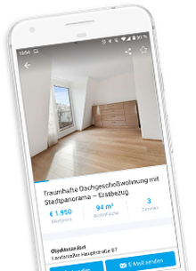 Screenshot willhaben App: "Traumhafte Dachgeschoßwohnung mit Stadtpanorama - Erstbezug"