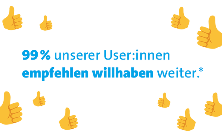 99% unserer User:innen empfehlen willhaben weiter.*