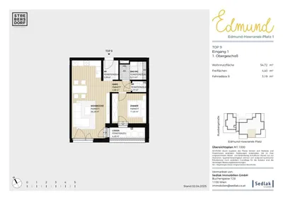 Neubau-Mietwohnung mit Loggia & Küche | 2 Zimmer in 1210 Wien_T09 _EDMUND – Bild 3