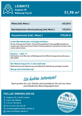 2-Zimmer-Wohnung mieten in Leibnitz – 52 m², € 570 – Bild 5 von 5