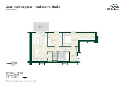 3-Zimmer-Wohnung mieten in Graz – 67,6 m², € 1.166 – Bild 5 von 6