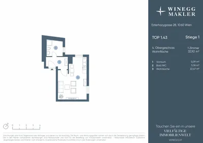 1-Zimmer-Wohnung kaufen in Wien – 32,92 m², € 319.000 – Bild 15 von 15