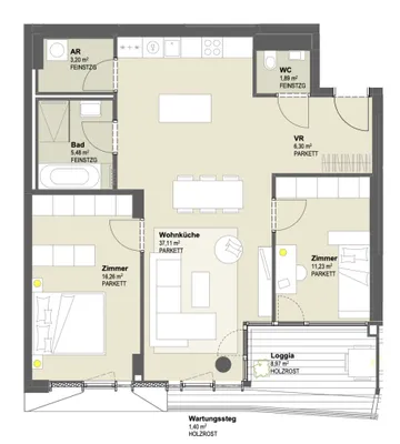 UNBEFRISTETE 3 Zimmer Neubau mit Loggia – Bild 2