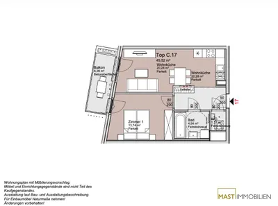 2-Zimmer-Wohnung mieten in Wien – 45,52 m², € 999 – Bild 8 von 9