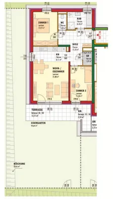 3-Zimmer-Wohnung mieten in Neunkirchen – 74,76 m², € 822 – Bild 2 von 2