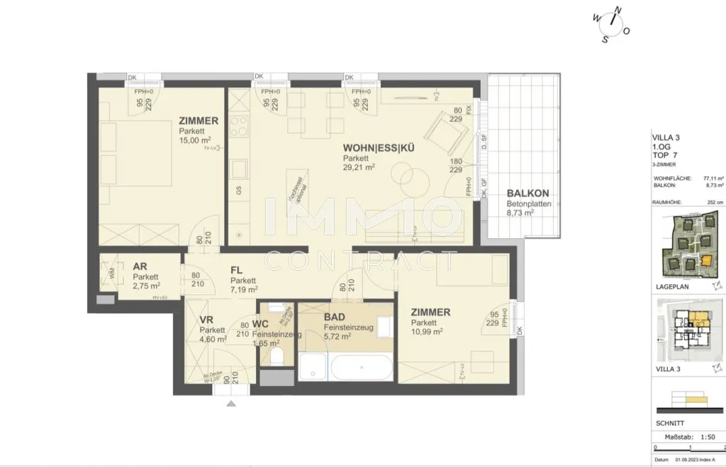 KREMSER WOHNDOMIZIL3Zi- 77qm- Balkonwohnung, Lift, Tiefgarage, in beliebter Grünruhelage - Ansicht 2