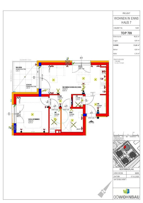Neubau: geförderte 2-Raum Mietkaufwohnung in Enns Top 709 - Ansicht 3