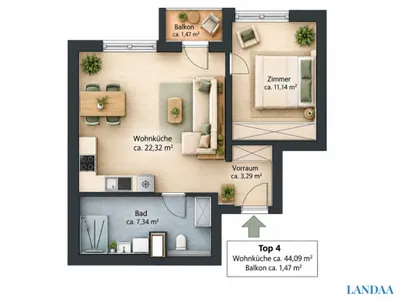 2-Zimmer-Wohnung kaufen in Wien – 44,09 m², € 266.000 – Bild 23 von 23