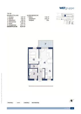2-Zimmer-Wohnung mieten in Wiener Neustadt Land – 53,95 m², € 632 – Bild 2 von 2