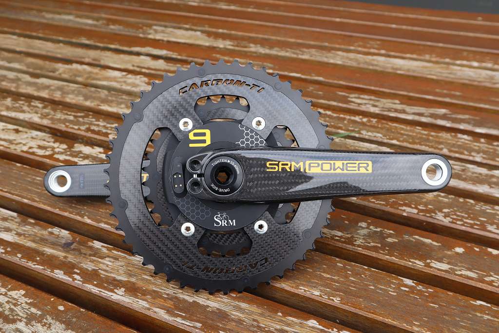 SRMPM9XTHMCarbonKurbelPowermeter172.5mmCarbonTiShimano50/3424mmAluAchseCustomGold