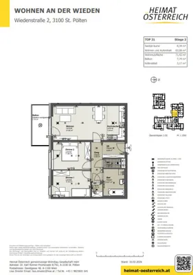 3-Zimmer-Wohnung mieten in Sankt Pölten – 71,42 m², € 903 – Bild 11 von 13