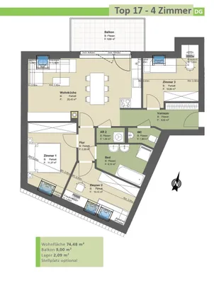 4-Zimmer-Wohnung kaufen in Tulln – 74,29 m², € 369.000 – Bild 7 von 29