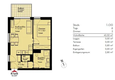 2-Zimmer-Wohnung mieten in Wien – 42,52 m², € 909 – Bild 7 von 7