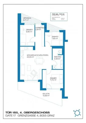 4-Zimmer-Wohnung mieten in Graz – 68,51 m², € 844 – Bild 9 von 9