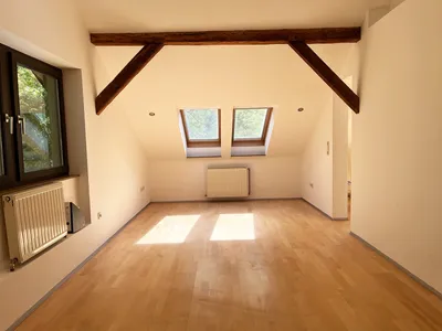 Schöne, sonnige ca 60 m2 Dachwohnung mit Balkon, Parkplatz und Freifläche im Garten in 1140 Wien, am Stadtrand Nähe Hohe Wand Wiese von privat an privat – Bild 3
