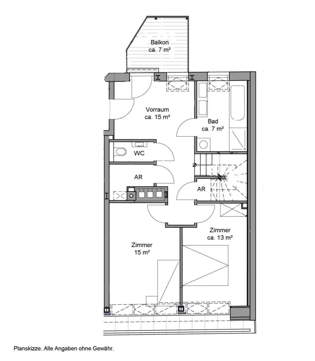 Privat keine Maklerprovision - Terrassen-Maisonette mit Grünblick - Ansicht 3