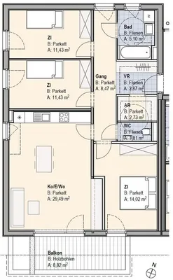4-Zimmer-Wohnung mieten in Bruck-Mürzzuschlag – 88,35 m², € 947 – Bild 2 von 2