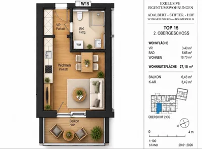 2-Zimmer-Wohnung kaufen in Rohrbach – 41 m², € 151.245 – Bild 20 von 24