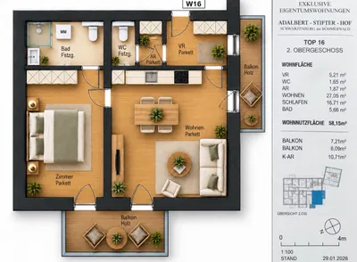 2-Zimmer-Wohnung kaufen in Rohrbach – 41 m², € 151.245 – Bild 21 von 24