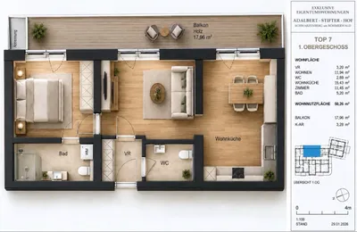 2-Zimmer-Wohnung kaufen in Rohrbach – 41 m², € 151.245 – Bild 11 von 24