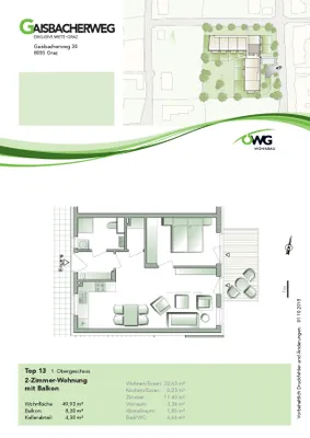 2-Zimmer-Wohnung mieten in Graz – 49,9 m², € 766 – Bild 2 von 14