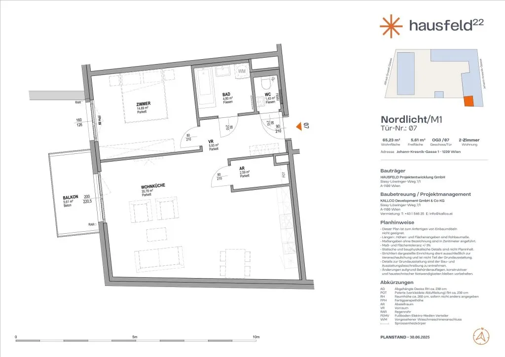 Unbefristete Neubau-Mietwohnung im Oberen Hausfeld Top 2.07 | Termin online buchen: www.hausfeld22.at/nordlicht - Ansicht 2