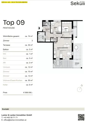 3-Zimmer-Wohnung kaufen in Klagenfurt Land – 75 m², € 599.000 – Bild 5 von 5