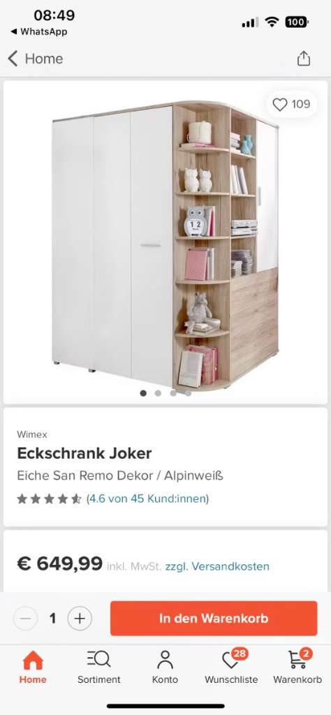 Begehbarer hot Eckschrank an Selbstabholer zu verkaufen