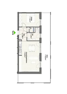 2-Zimmer-Wohnung mieten in Graz – 54,28 m², € 749 – Bild 3 von 3