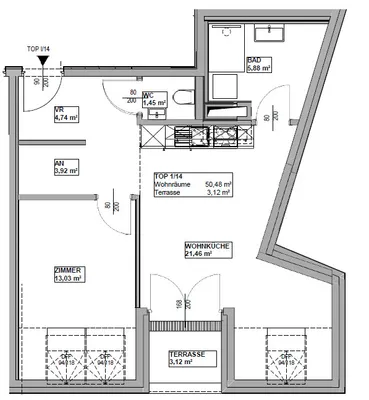 2-Zimmer-Wohnung mieten in Wien – 50,48 m², € 990 – Bild 2 von 12