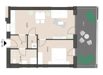 2-Zimmer-Wohnung mieten in Graz – 49,51 m², € 864 – Bild 2 von 6