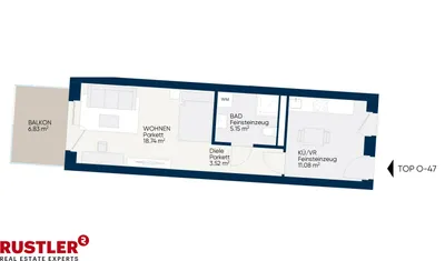 2-Zimmer-Wohnung mieten in Graz – 40,88 m², € 591 – Bild 6 von 7