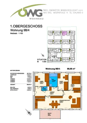 4-Zimmer-Wohnung mieten in Weiz – 88,6 m², € 1.231 – Bild 2 von 2