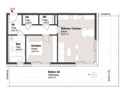 2-Zimmer-Wohnung kaufen in Salzburg Stadt – 58,05 m², € 986.850 – Bild 5 von 6