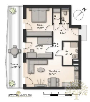 Wohnung mieten in Klagenfurt – 70,8 m², € 1.763 – Bild 9 von 9