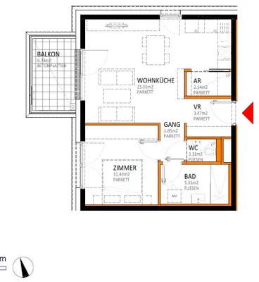 2-Zimmer-Wohnung kaufen in Wien – 50,52 m², € 285.000 – Bild 7 von 7