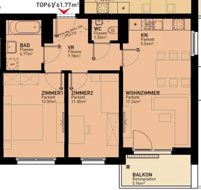 3-Zimmer-Wohnung mieten in Wien – 61,77 m², € 1.119 – Bild 12 von 12