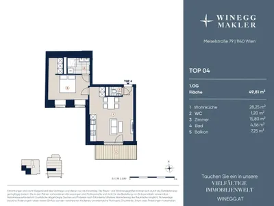 2-Zimmer-Wohnung kaufen in Wien – 48,39 m², € 390.000 – Bild 7 von 7