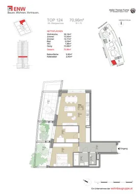 3-Zimmer-Wohnung mieten in Graz – 70,96 m², € 1.138 – Bild 2 von 2