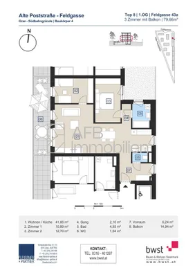 3-Zimmer-Wohnung mieten in Graz – 79,64 m², € 1.031 – Bild 16 von 16