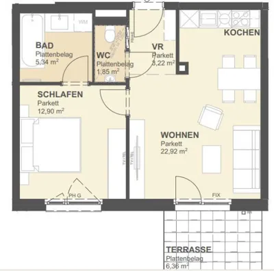 Ab Oktober: möblierte und klimatisierte 2-Zimmer-Wohnung mit Terrasse! – Bild 2