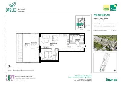 2-Zimmer-Wohnung mieten in Wien – 53,59 m², € 1.072