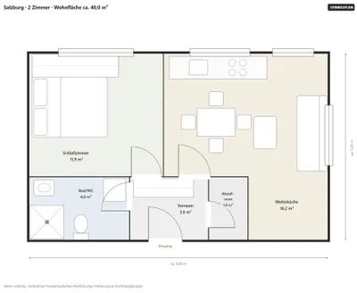 2-Zimmer-Wohnung kaufen in Salzburg Stadt – 40 m², € 160.000 – Bild 4 von 4