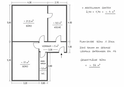 2-Zimmer-Gewerbeimmobilie mieten in Mödling – 56 m², € 636 – Bild 6 von 6