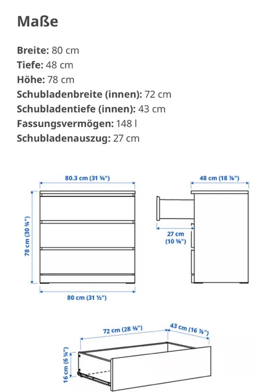 Ikea Malm Kommode, € 60,- (1080 Wien)