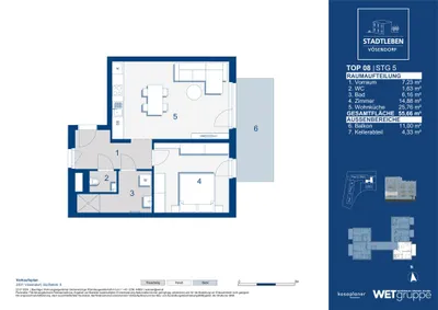 2-Zimmer-Wohnung kaufen in Mödling – 55,66 m², € 264.400 – Bild 7 von 7