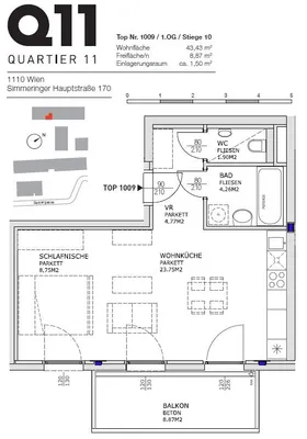 1-Zimmer-Wohnung mieten in Wien – 43,43 m², € 852 – Bild 9 von 10