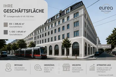 Gewerbeimmobilie mieten in Wien – 269 m², € 4.567