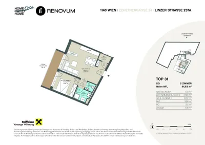 2-Zimmer-Wohnung mieten in Wien – 44,83 m², € 999 – Bild 10 von 10
